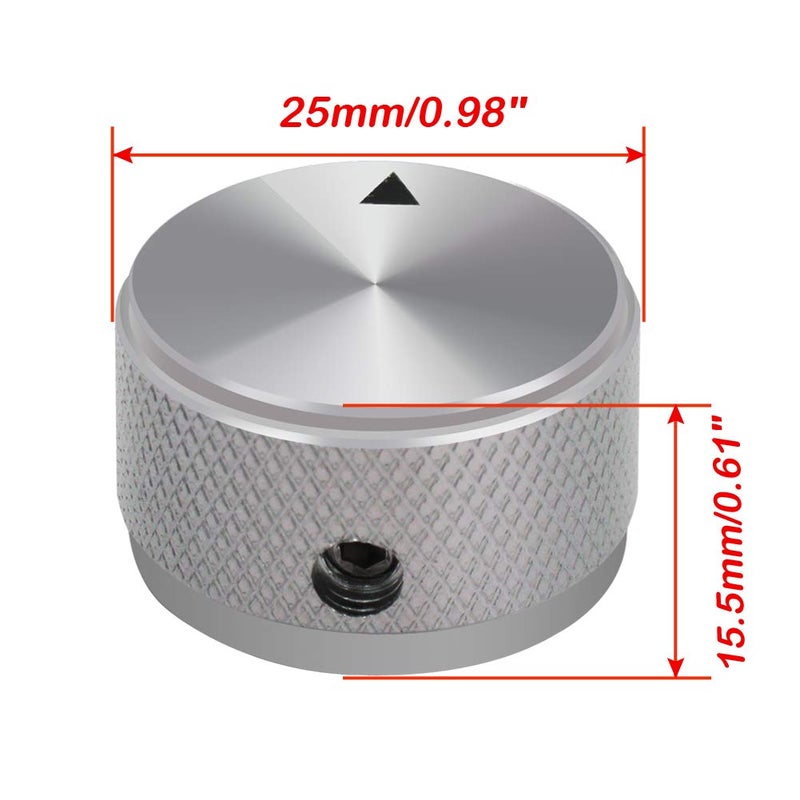 mxuteuk 4pcs Silver Guitar Knobs Aluminum Alloy Potentiometer Control Knob Volume Audio Electric Guitar Bass Knob Screw Type 25 x 15.5mm (d*h) KNOB-03-25SR - Image 5